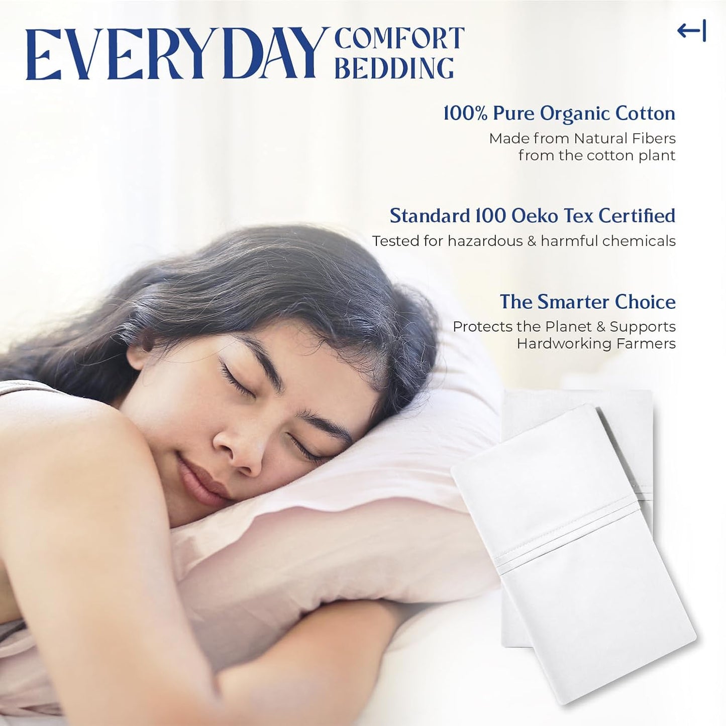 Mayfair Linen 100% Organic Cotton Percale Sheets Full Size - White Cotton Percale Sheets Full, 4 Piece Full Percale Sheet Sets, Soft & Crisp, Cooling Sheets, 16" Deep Pocket Hotel Sheets Full Size