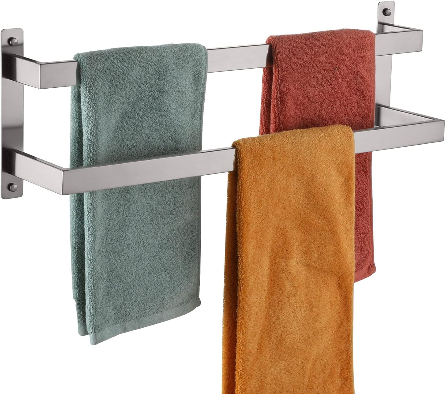 KOKOSIRI Towel Bars Black Bath Towel Holders 20 Inches Bathroom 2-Tiers Ladder Towel Rails Wall Mounted Towels Shelves Rack Stainless Steel, B5008BK-L20