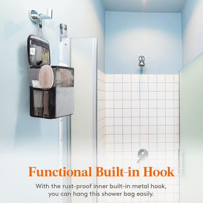 Lifewit Shower Bag Mesh Shower Caddy Portable College Dorm Room Essentials Tote Bag for Bathroom, Gym, Travel, Camping Quick Dry Hanging Shower Organizer Basket Toiletry Bag, Medium, Black