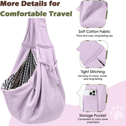 Pawaboo Small Dog Sling Carrier, Reversible Hands Free Dog Sling Carrier for Small Dogs and Cats, Puppy Sling Carrier with Adjustable Strap Buckle & Safety Harness, Puppy Essentials, Grey