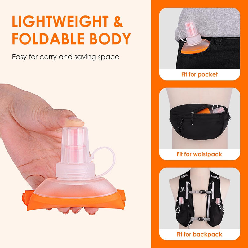 UTOBEST Soft Flask Running Water Bottle Collapsible Water Bottle for Trail Running Hydration Pack Hiking Cycling Climbing 150ML/250ML/350ML/450ML/500ML/550ML