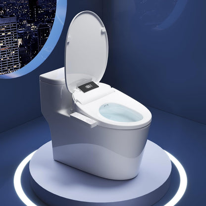 WLJBIDET Toilet Seat Bidet with Warm Water and Drying, O7L-1V, Elongated | Side Panel Control, Multiple Cleaning Modes, Adjustable Temperature, Soft Close Lid, LED Display, Nightlight
