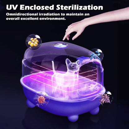 Ultra Large Fully Enclosed Cat Litter Box,Self Cleaning Cat Litter Tray for Cats with Automatic Anti-Sand Cage,Easy to Clean,Deodorize,Splash Proof Litter Box with Lid,55x38x36cm (Blue)