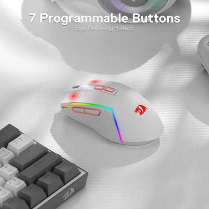 Redragon M693 Wireless Gaming Mouse, 8000 DPI Wired/Wireless Mouse w/ 3-Mode Connection, BT & 2.4G Wireless, 7 Macro Buttons, Durable Power Capacity for PC/Mac/Laptop