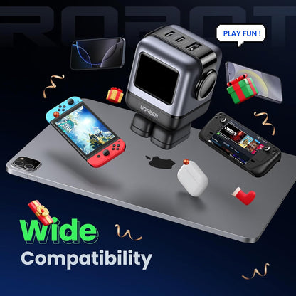 UGREEN Uno 65W USB C Charger Block, Nexode GaN Fast Charging 3-Port, Compact Wall Plug Power Adapter for MacBook Pro/Air, iPhone 16 15 Pro, Galaxy S24 Ultra, Pixel 8, iPad, Steam Deck, Black