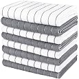 Microfiber Dish Towels - Soft, Super Absorbent and Lint Free Kitchen Towels - 8 Pack (Lattice Designed Gray Colors) - 26 x 18 Inch