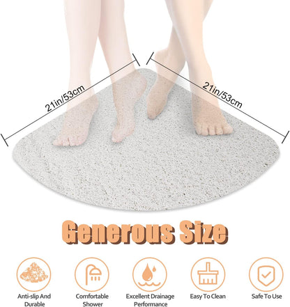 Square Shower Mat, Non Slip Bath Mat, Loofah Shower Stall Mats for Walk-in Shower, 32 x 32 Inches Shower Floor Mat with Drain, Bath Mats for Showers Bathroom, Tub, Seniors