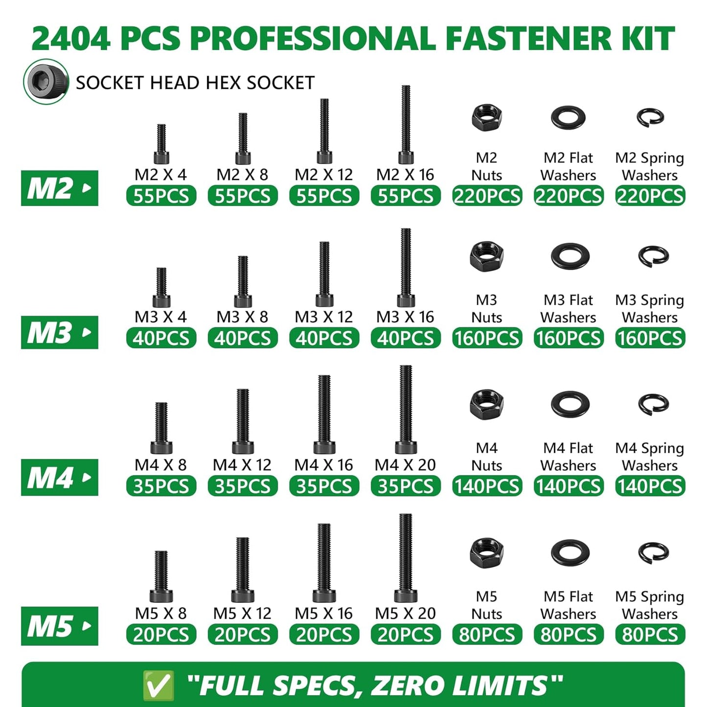 860PCS Metric Screw Assortment Kit, M2 M3 M4 M5 Machine Screws with Lock & Flat Washers, 10.9 Grade Alloy Steel, Metric Hex Button Head Cap Nuts and Bolts Assortment Kit with 4 Wrenches