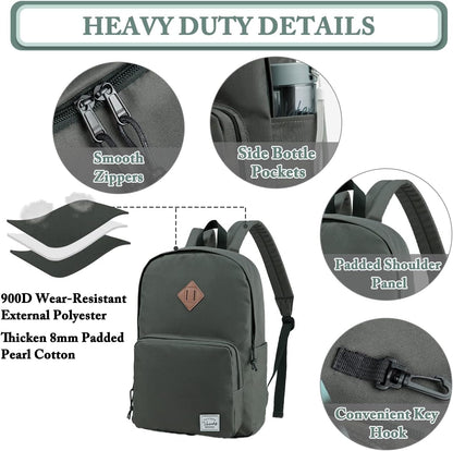 VASCHY Lightweight School Backpack for Women with Sleeve for 14" Laptop