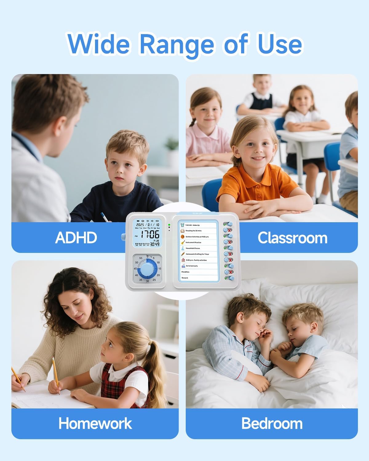 Visual Timer for Kids with Planning Board, 3-in-1 Visual Schedule for Kids with Autism & ADHD, Chore Chart for Home, School, Classroom, Desk