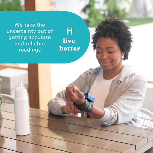 Homedics Blood Pressure Monitor, Automated Wrist Blood Pressure Machine for Home use with Easy One-Touch Operations. Stores up to 120 Readings (60 Readings per 2 Users). Cuff and Storage Case Included - PuriLite