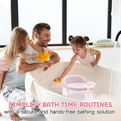 Baby Bath Seat for Babies 6 Months & Up, Non-Slip Infant Toddler Baby Bathtub Bath Seat for Sitting Up, Baby Tub Seat with Suction Cups for Shower (Pink)