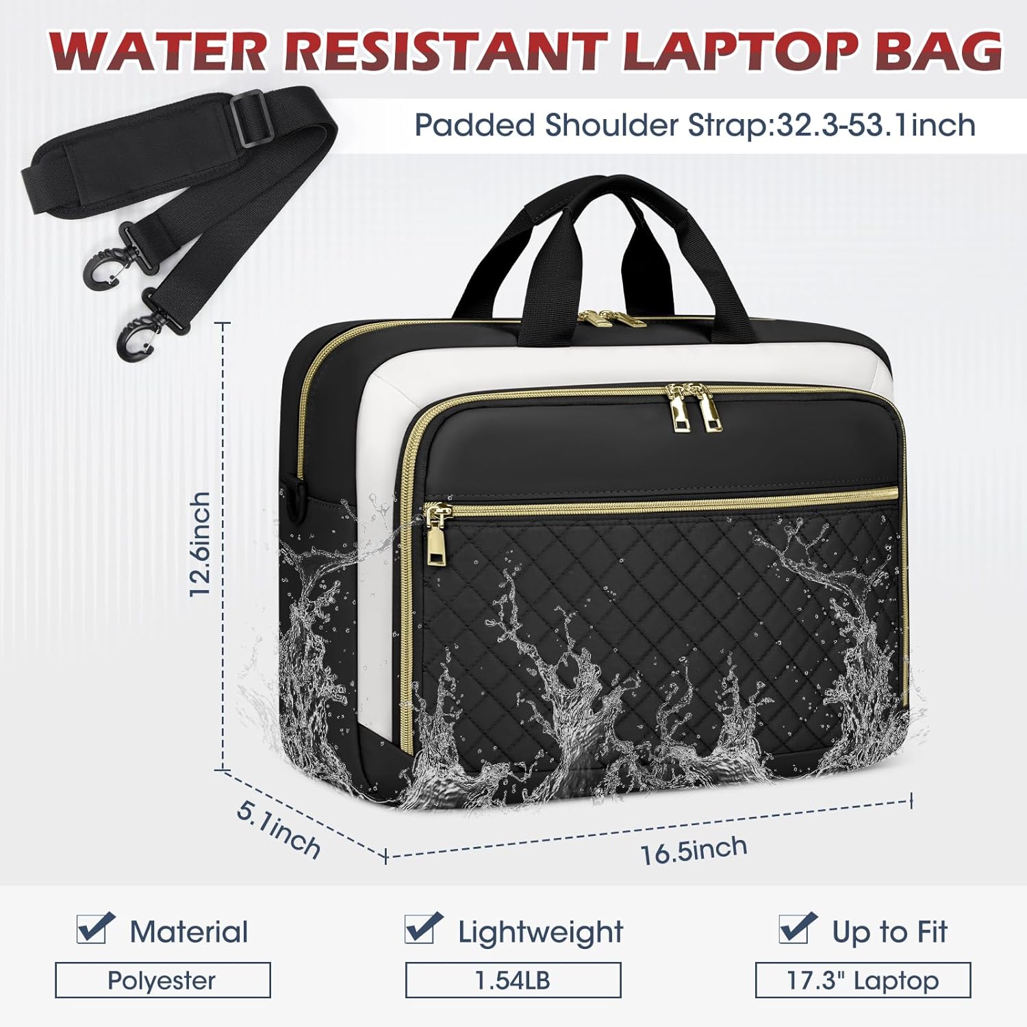 Laptop Bag 17 Inch Laptop Briefcase for Women Waterproof Computer Messenger Bag Professional Laptop Case for Business Work - PuriLite