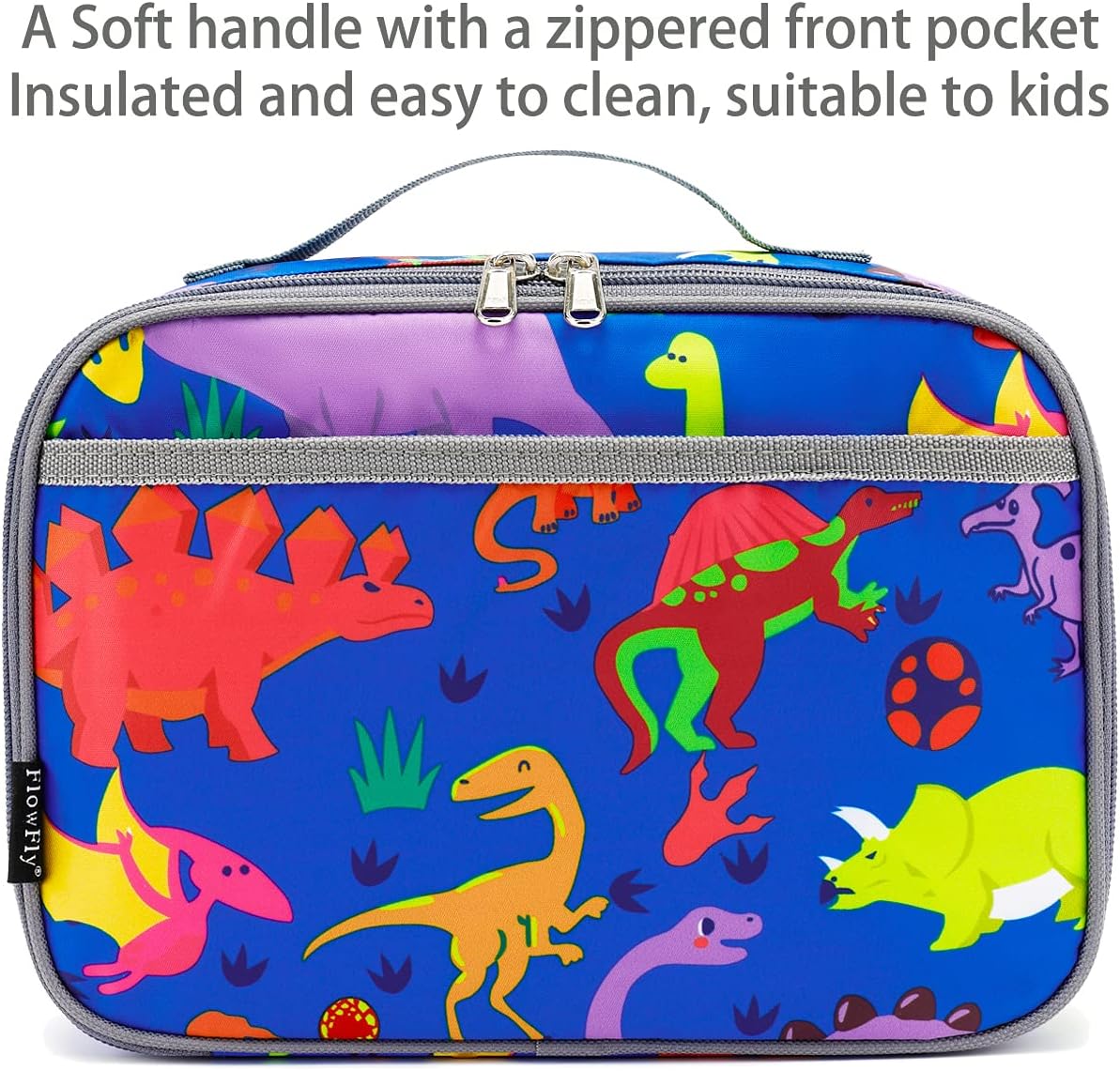 FlowFly Kids Lunch Box Insulated Soft Bag Mini Cooler Back to School Thermal Meal Tote Kit for Girls, Boys, Black