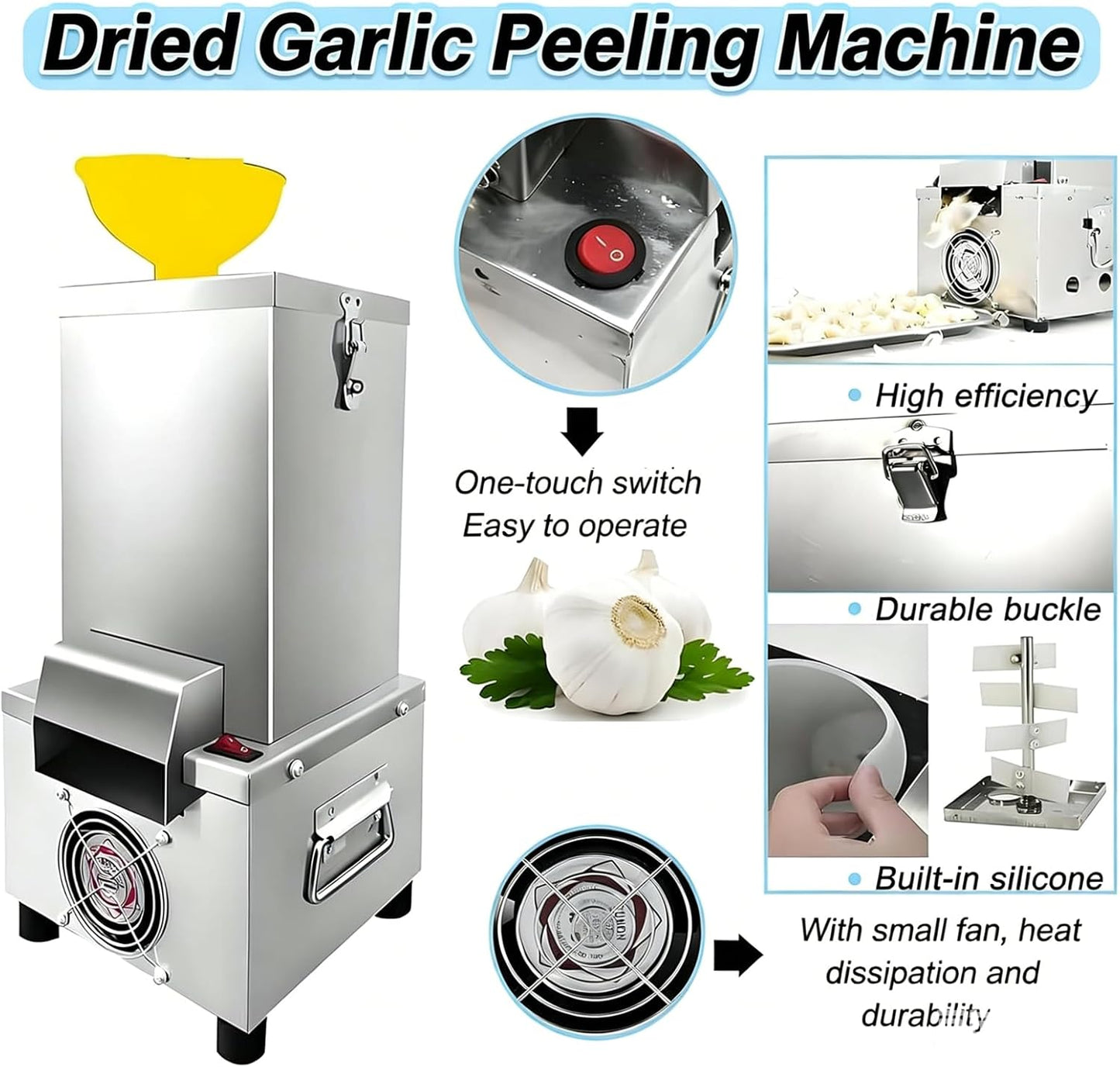 Electric Garlic Peeler Machine, Stainless Steel Garlic Peeling Tool for Home, Restaurant, or Canteen - Efficient Garlic Separator for Quick Peeling