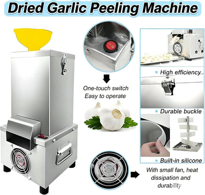 Electric Garlic Peeler Machine, Stainless Steel Garlic Peeling Tool for Home, Restaurant, or Canteen - Efficient Garlic Separator for Quick Peeling