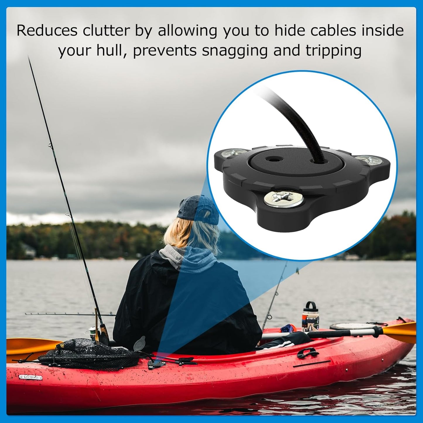 EDSRDPLT 1003 Through Hull Wiring Kit for Installs of Fish Finders, Motors, Lighting Kits Kayak Wiring Accessories Hull Wiring Kit for Running Wiring Through The Hull of Kayak or Boat