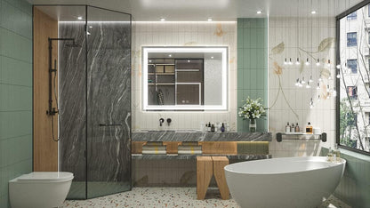 Keonjinn 40 x 24 Inch LED Mirror, Bathroom Mirror with Lights, LED Vanity Mirror, Wall Mounted Anti-Fog Dimmable Lighted Makeup Mirror for Bedroom, IP54 Waterproof (Horizontal/Vertical)