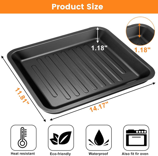 Air Fryer Toaster Oven Accessories for COSORI Smart 12 in 1 C130 CS130 CO130 Convection Oven, 14’’*12’’ Non-Stick Rectangle Air Fryer Rack Replacement Parts Grill Pan Grill Plate Crisper Plate Tray - PuriLite