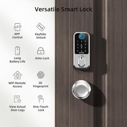 Keyless Entry Door Lock with Knob: NUTOMO Front Door Lock Set Fingerprint Deadbolt Alexa Digital Keypad Door Locks APP Remote Control Auto Lock Black