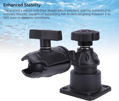 Diydeg Fish Finder Mount, Aluminum Alloy Nylon Electronic Mount with Screws, Anti Wear Shock Absorption Display Fish Finder Bracket for Kayak Pontoon Canoe Marine Boat Fishing Black
