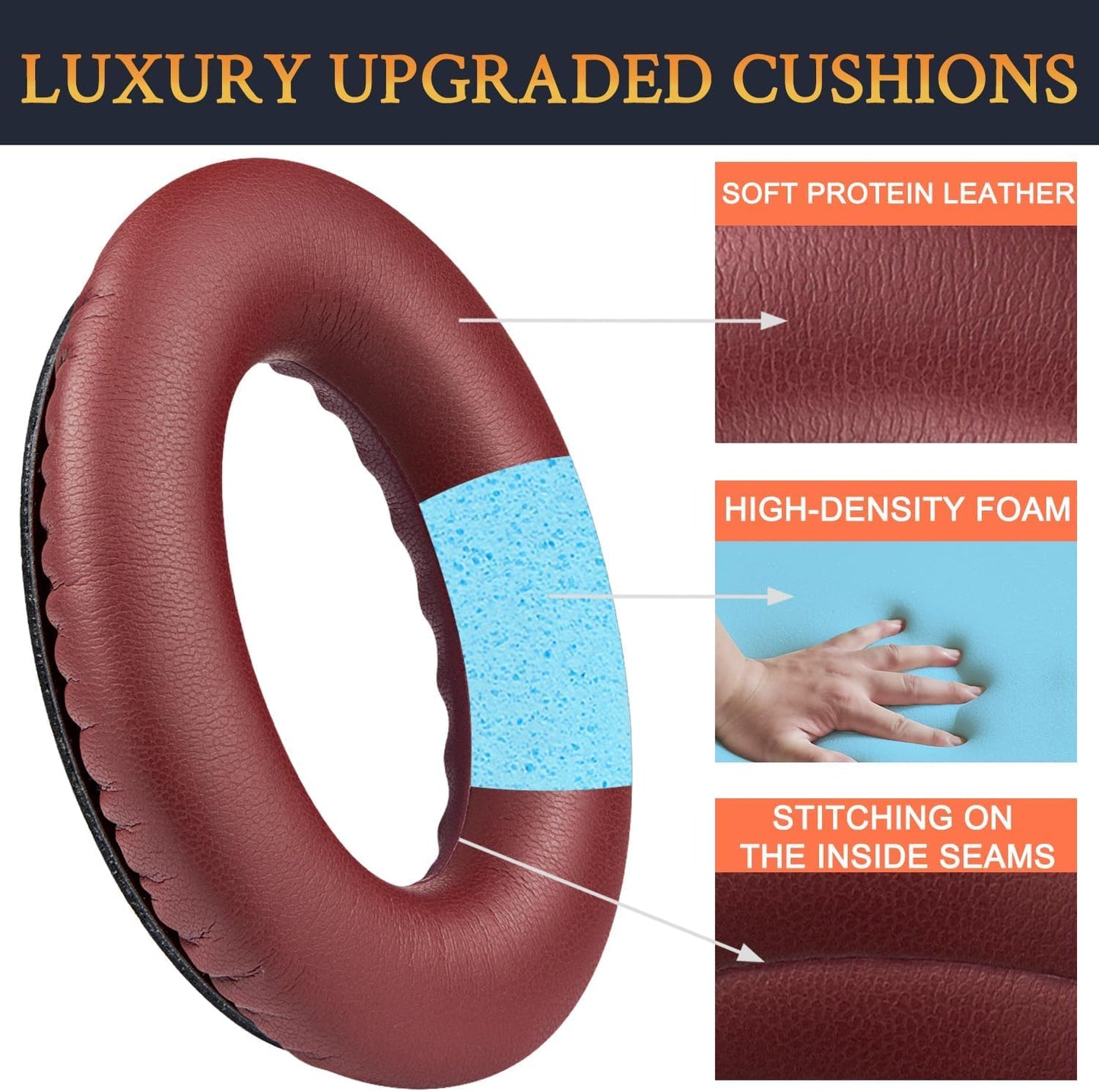 SoloWIT Earpads Cushions for Bose Headphones, Replacement Ear Pads for Bose QuietComfort 15 QC15 QC25 QC2 QC35/Ae2 Ae2i Ae2w/SoundTrue & SoundLink Around-Ear Series - QC25 PL Black&Blue