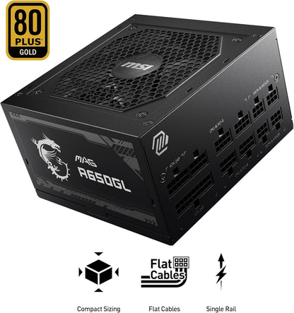MSI MAG A750GL PCIE 5 Gaming Power Supply - Full Modular - 80 Plus Gold Certified 750W - Compact Size - ATX PSU - PuriLite