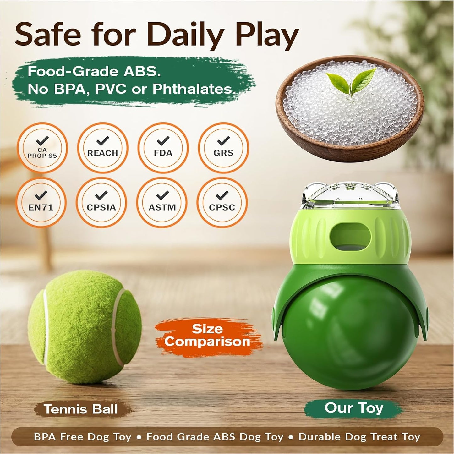 KADTC Wobble Treat Dispensing Ball, Slow Feeder & Puzzle Toy for Small Dogs | Adjustable reward flow and no-tip forward motion: extend indoor mealtimes, burn energy, stimulate the mind, and beat boredom.