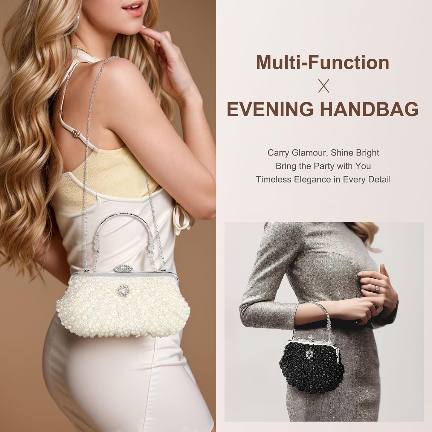 DTGN Clutch Purse Evening Clutch Bag Handbag Cross Body Bag for Women Formal Wedding Club