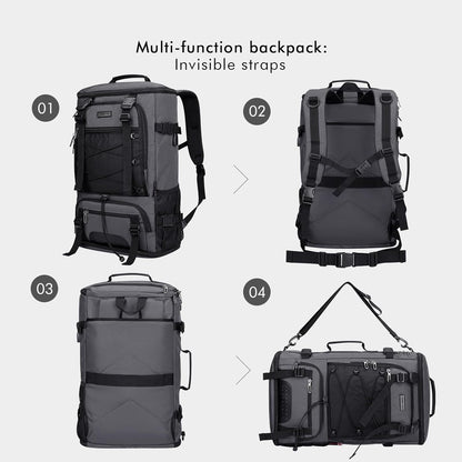 WITZMAN Travel Backpack for Men Large Carry on Backpack Convertible 3 in 1 Bags with Shoe Compartment Fit 17 Inch Laptop(B689 Silvery Grey)