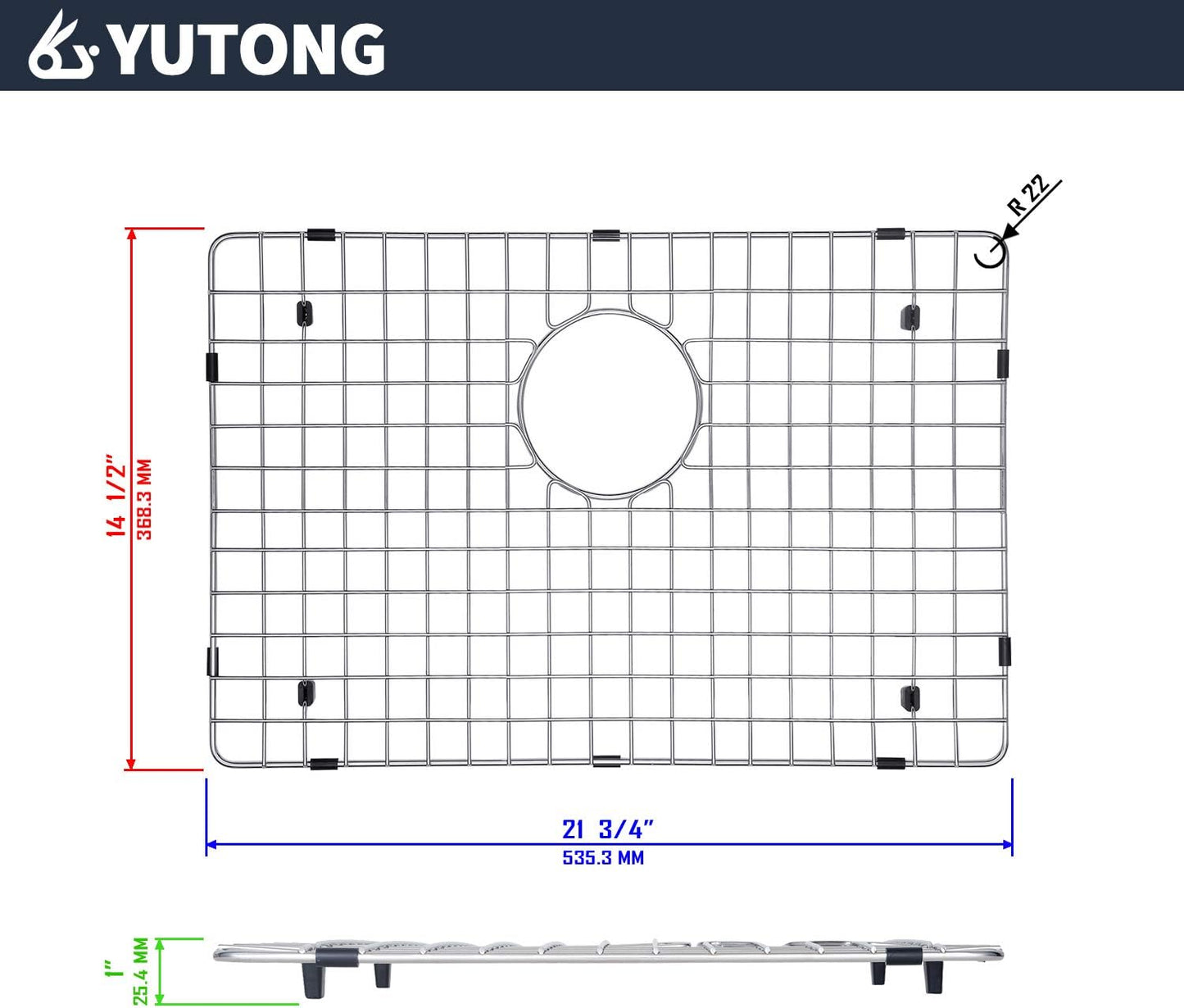 Yutong Kitchen Stainless Steel Sink Bottom Grid with Small Rounded Corner (27.5" x 15.5")