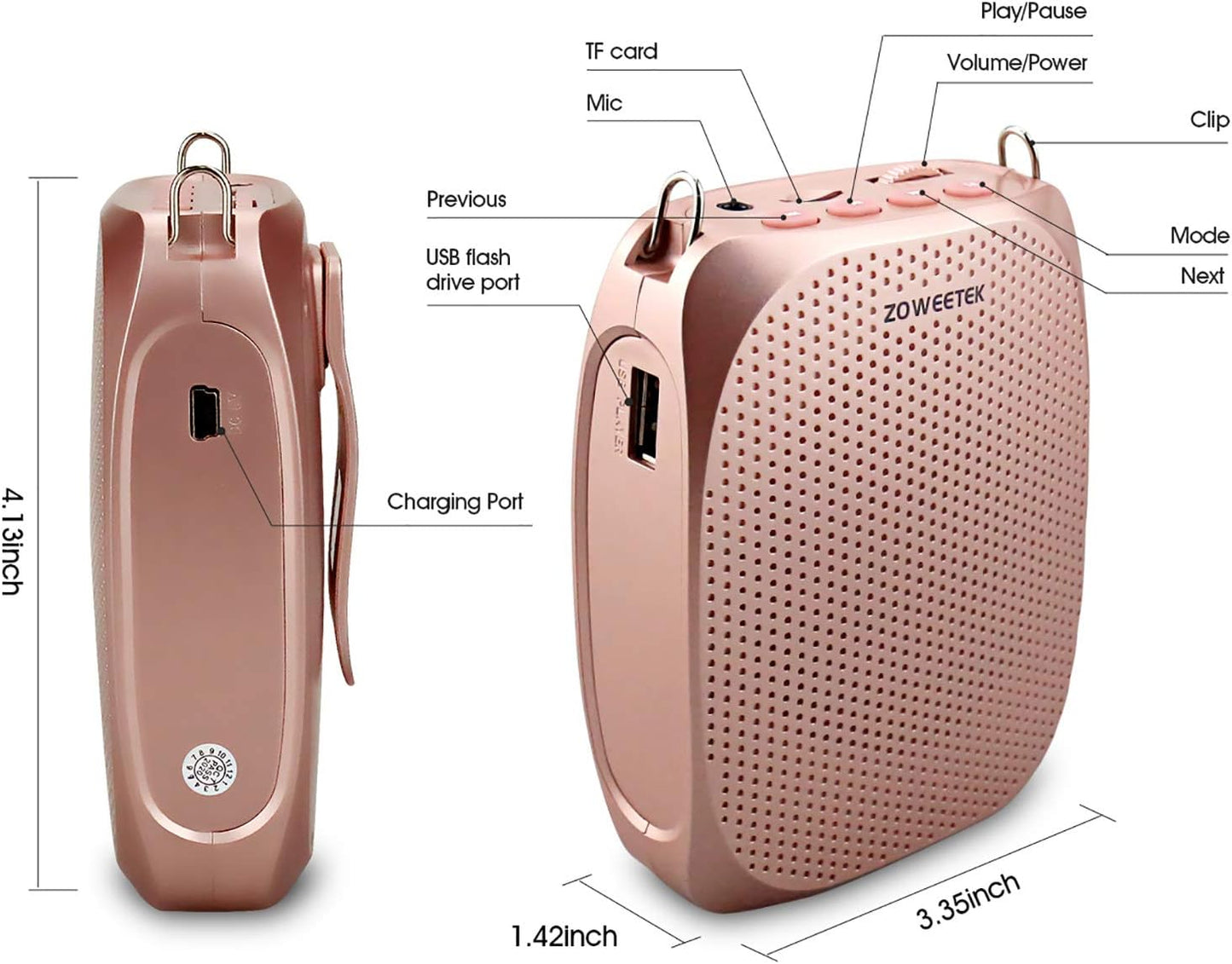 ZOWEETEK Voice Amplifier with Microphone Headset,1800mAh Rechargeable Portable Amplifier for Teachers, Tour Guide,Yoga,Fitness, Training, Meeting,Classroom