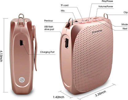 ZOWEETEK Voice Amplifier with Microphone Headset,1800mAh Rechargeable Portable Amplifier for Teachers, Tour Guide,Yoga,Fitness, Training, Meeting,Classroom