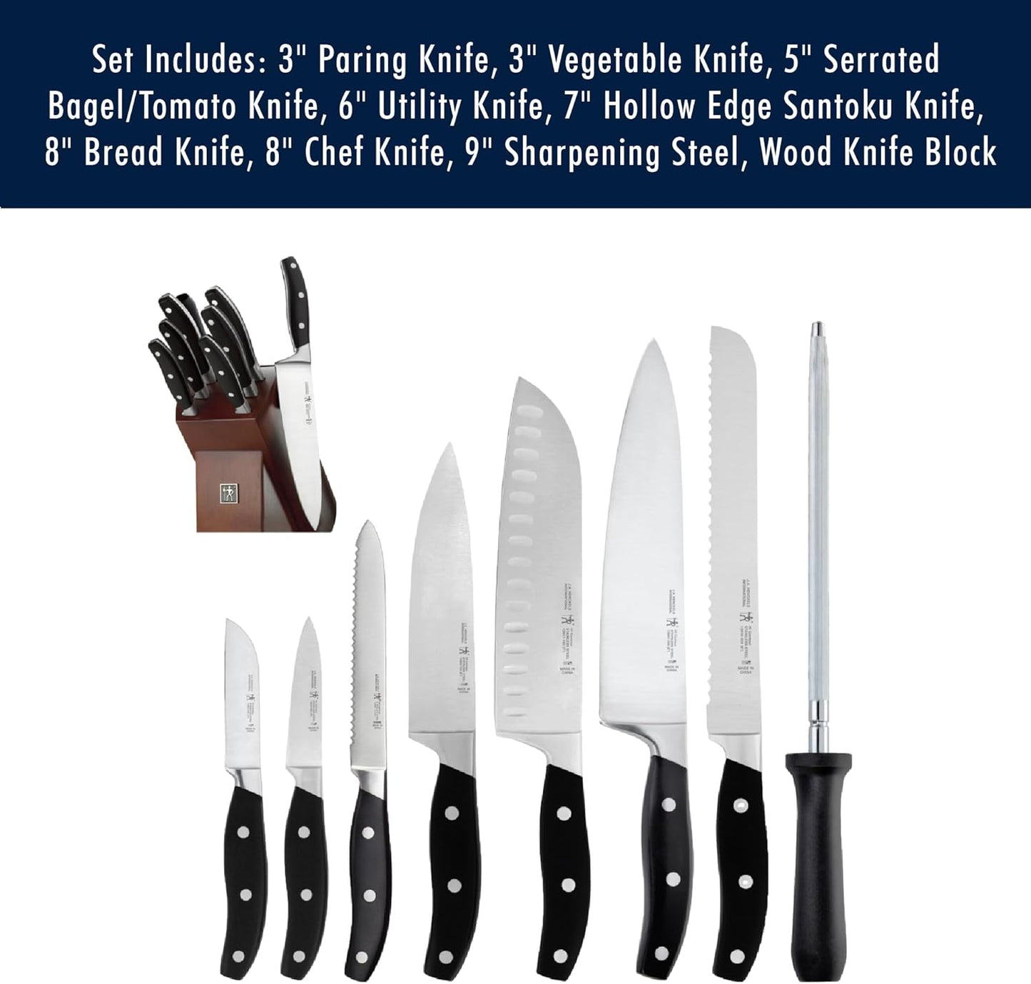 Zwilling J.A. Henckels HI Forged Contour 9 PC Block Set, Black/Silver