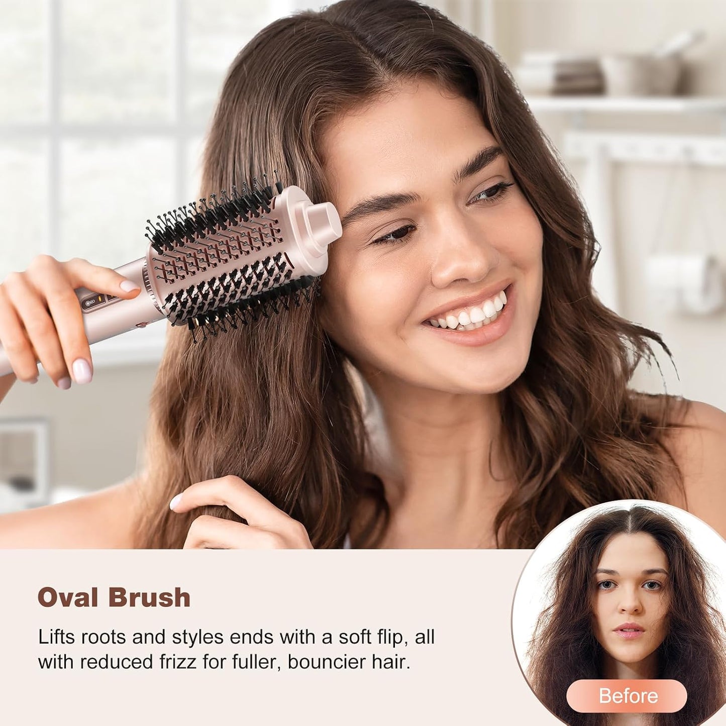 7MAGIC 7 in 1 Hair Styler & Hair Dryer Brush,110,000 RPM High-Speed Negative Ionic Hot Air Styler, 1400W Powerful Blow Dryer Brush & Multi-Style for Straight,Wavy, Curly, and Coily Hair, Pink