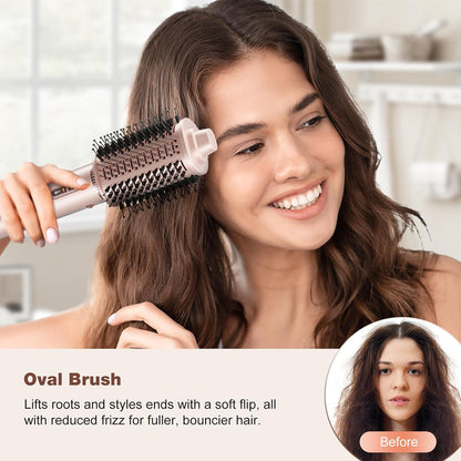7MAGIC 7 in 1 Hair Styler & Hair Dryer Brush,110,000 RPM High-Speed Negative Ionic Hot Air Styler, 1400W Powerful Blow Dryer Brush & Multi-Style for Straight,Wavy, Curly, and Coily Hair, Pink
