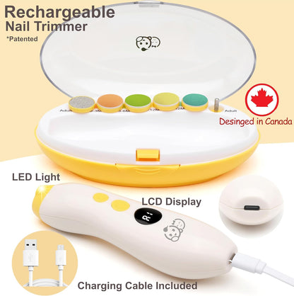 Royal Angels Rechargeable Baby Nail Clippers 20 in 1, Safe Electric Nail Trimmer, Baby Nail Kit, Additional Replacements, Newborn Toddler Toes and Fingernails, Trim and Polish (Rechargeable, Snow)