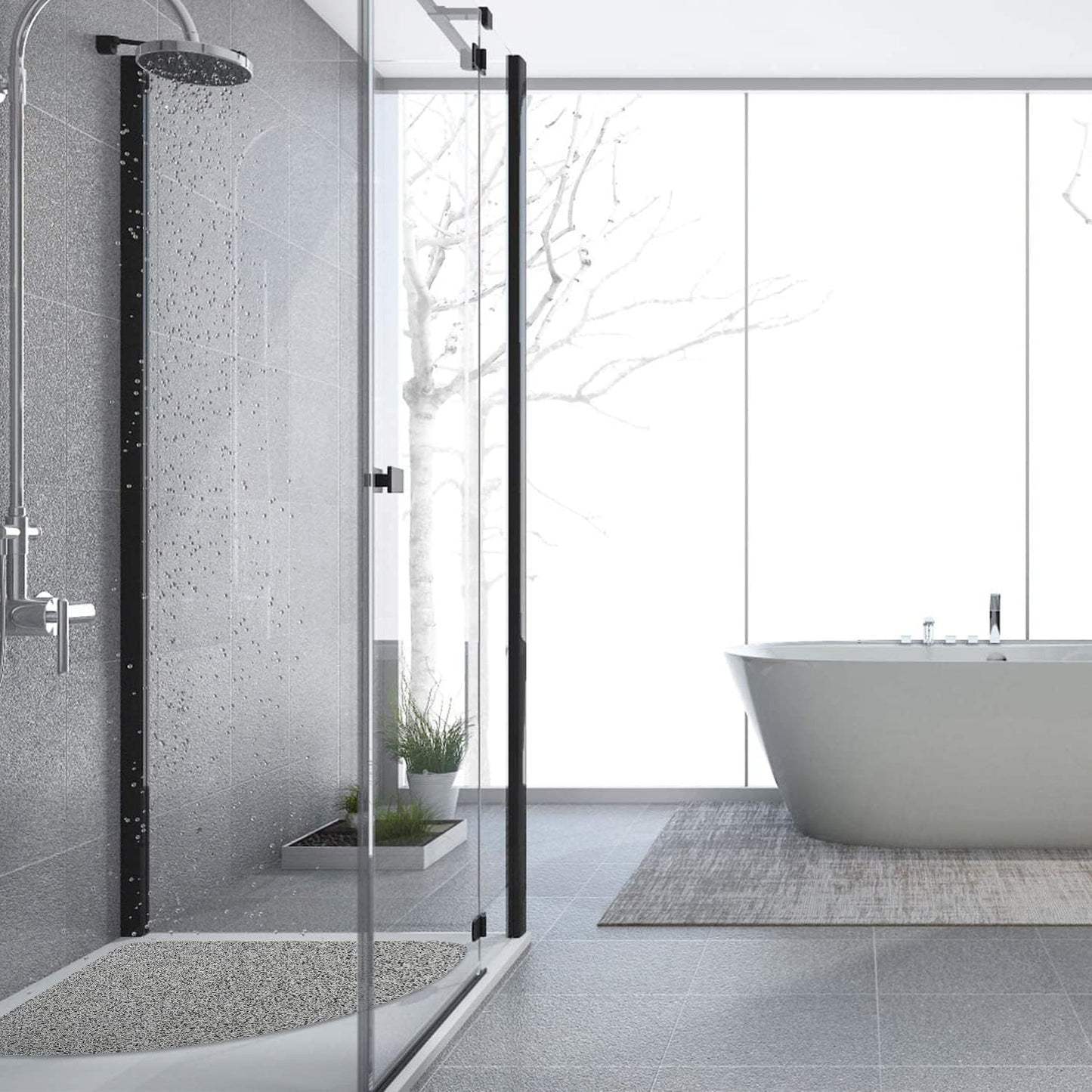 Square Shower Mat, Non Slip Bath Mat, Loofah Shower Stall Mats for Walk-in Shower, 32 x 32 Inches Shower Floor Mat with Drain, Bath Mats for Showers Bathroom, Tub, Seniors