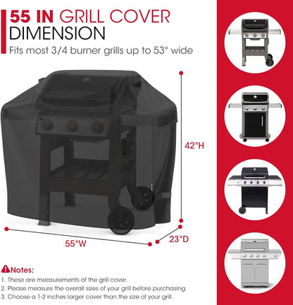 UNICOOK BBQ Cover 55 Inch, Heavy Duty Waterproof Housse BBQ, Special Fade and UV Resistant Outdoor Barbecue Grill Cover, Barbecue Accessories Compatible for Weber Char-Broil Brinkmann and More