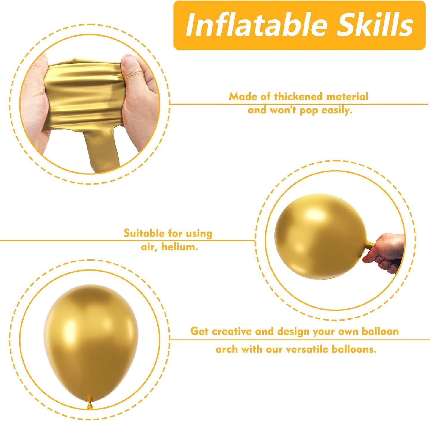 Gold Metallic Chrome Latex Balloon Arch Kit, 102PCS 18In 12In 10In 5In Arch Garland For Festival Picnic, Engagement, Wedding, Birthday Party, Gold Theme Anniversary Decoration With 33FT Ribbon