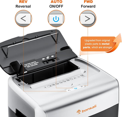 Bonsaii 120-Sheet Auto Feed Paper Shredder for Office, Heavy Duty Micro Cut