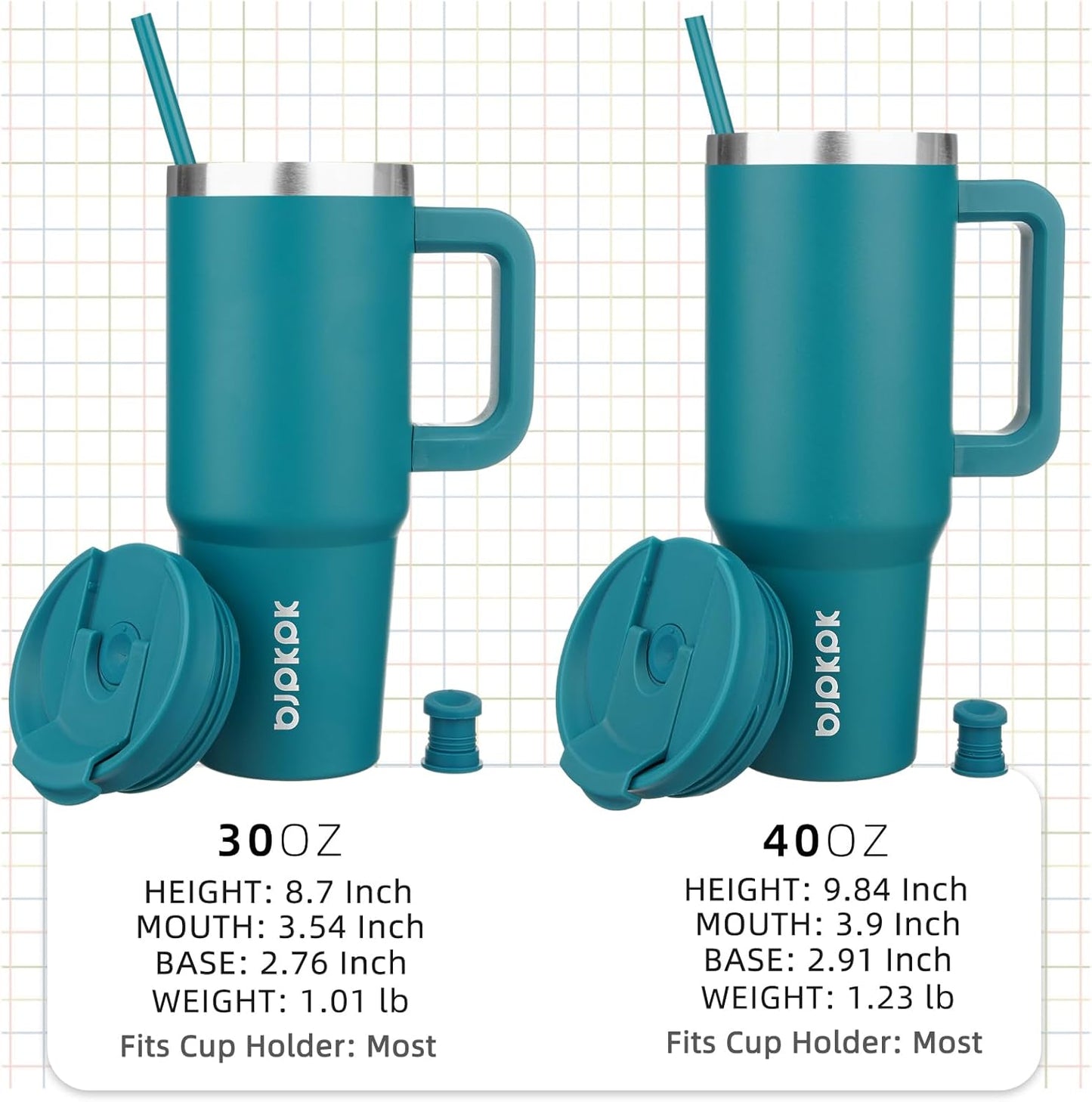 BJPKPK Tumbler with Handle and Straw 30oz Insulated Tumbler Cups with Lid Stainless Steel Travel Coffee Mug,Indigo Black