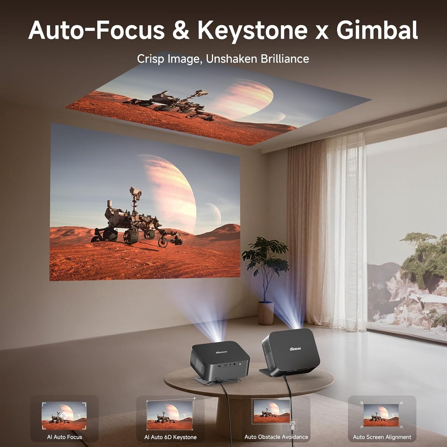 [Netflix Licensed /1200ANSI/Auto Focus Keystone] 4K Outdoor Projector with WiFi and Bluetooth, Smart Portable Proyector with Built in Apps Netflix/YouTube/PrimeVideo & Dolby, Home Theater with HDR10+