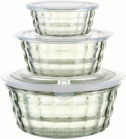 Taiuloo Set of 3 Food Storage Containers with Lids & Handle, BPA Free Plastic Meal Prep & Salad Bowl Containers To Go for Lunch, Salad Serving Bowls for Snack, Fruit, Veggie, Pink