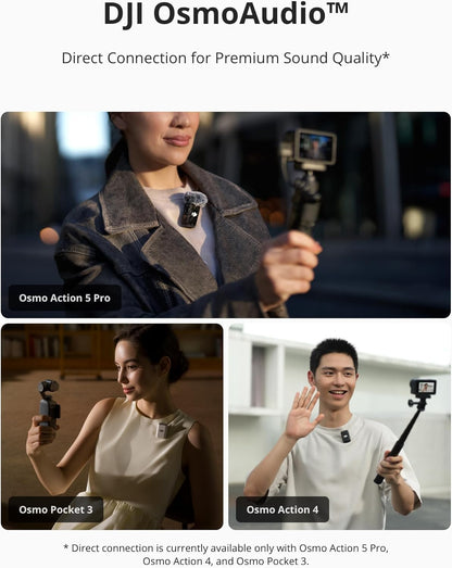 DJI Mic 2 (2 TX + 1 RX + Charging Case), Wireless Lavalier Microphone, Intelligent Noise Cancelling, 32-bit Float Internal Recording, 820 ft.(250m) Range, Microphone for iPhone, Android, Camera