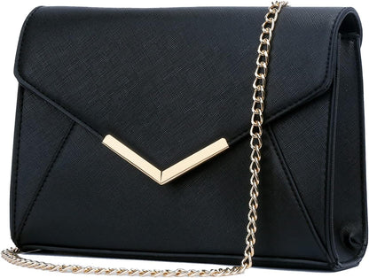 KKXIU Women Elegant Faux Leather Evening Envelope Clutch Purse Foldover Bags for Party Wedding Prom - PuriLite