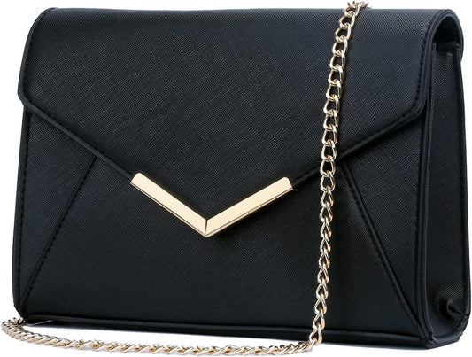 KKXIU Women Elegant Faux Leather Evening Envelope Clutch Purse Foldover Bags for Party Wedding Prom - PuriLite