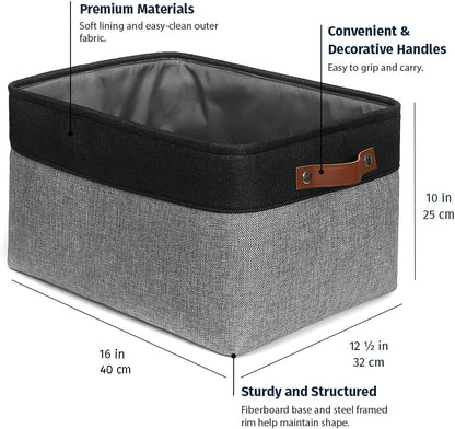 OrganiHaus Large Fabric Storage Baskets for Shelves 3 Pack, 15x11in Closet Storage Bins for Shelves, Cloth Baskets, Fabric Storage Cubes, Linen Closet Organizers, Fabric Basket, White Basket