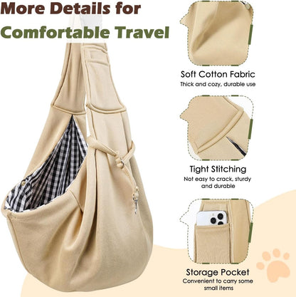 Pawaboo Small Dog Sling Carrier, Reversible Hands Free Dog Sling Carrier for Small Dogs and Cats, Puppy Sling Carrier with Adjustable Strap Buckle & Safety Harness, Puppy Essentials, Grey