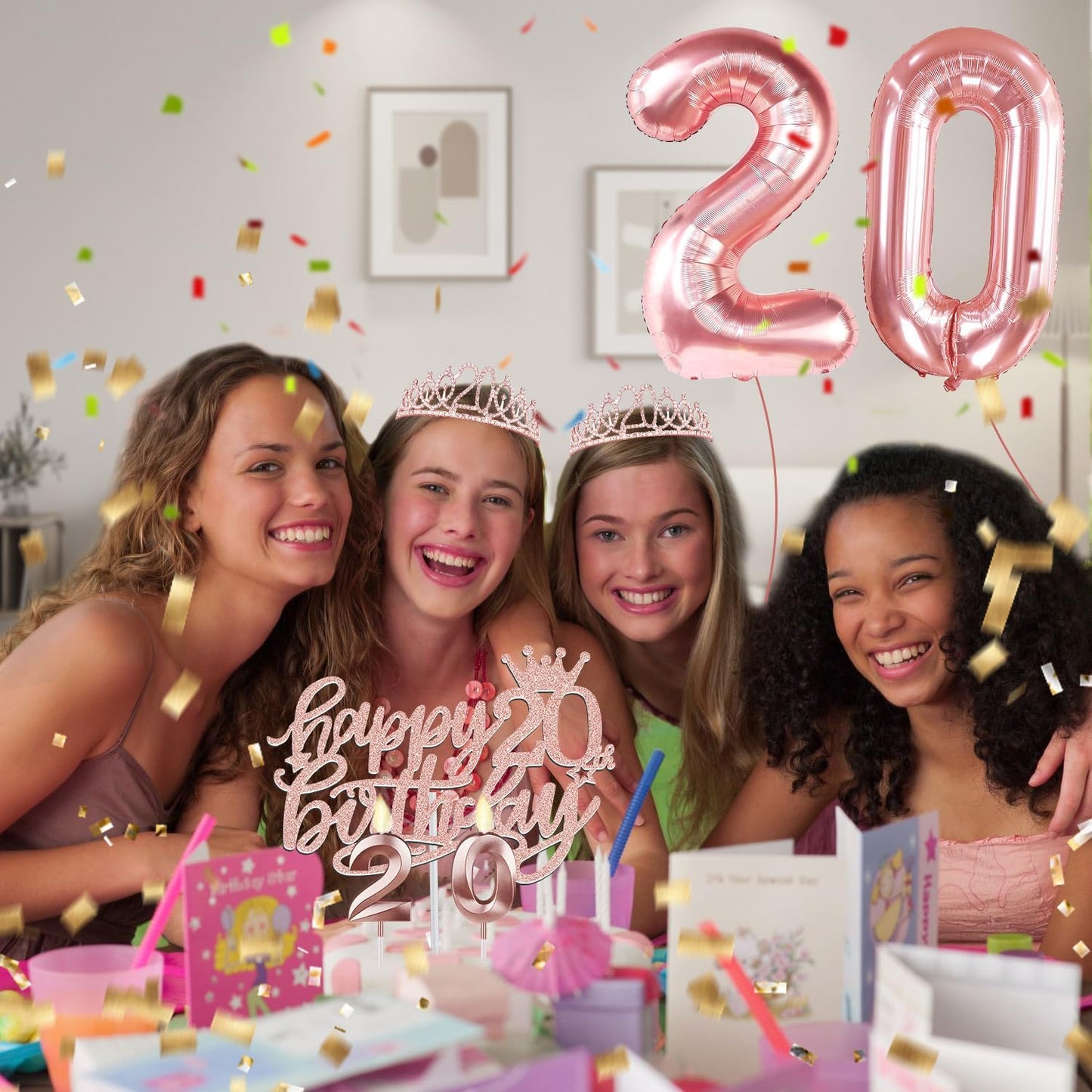 65th Birthday Decorations for Women, Including 65th Birthday Sash and Crown, Cake Topper and Candles, Number Balloons Rose Gold, 65 Year Old Gifts for Women
